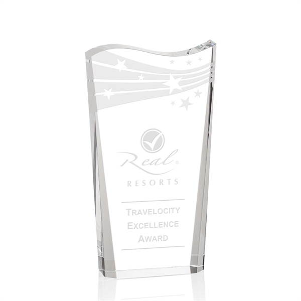 Stunning free standing optical crystal award with deep beveled sides and... from ASI 84592 St Regis Group / St Regis