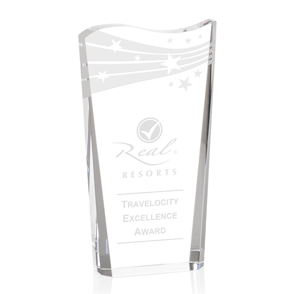 Stunning free standing optical crystal award with deep beveled sides and... from ASI 84592 St Regis Group / St Regis