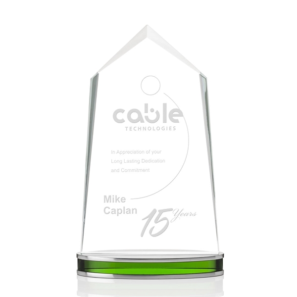 Stunning Starfire green award with beautiful colored optical aluminum base... from ASI 84592 St Regis Group / St Regis
