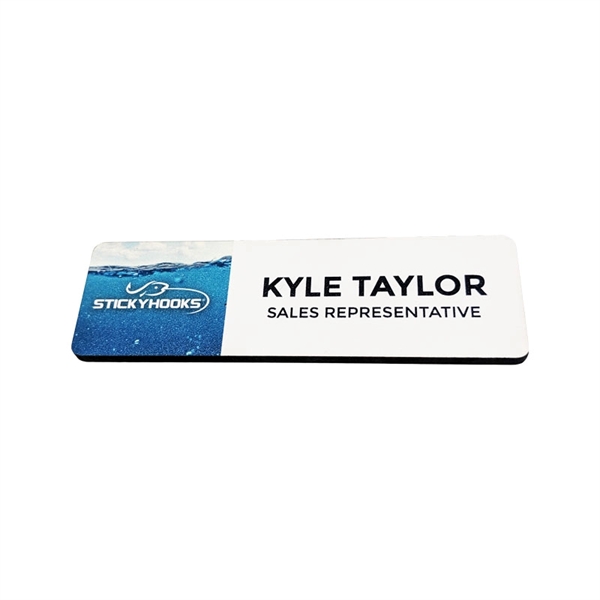 1/8" thick recycled wood name badge with a full color UV... from ASI 72521 Morris Magnets