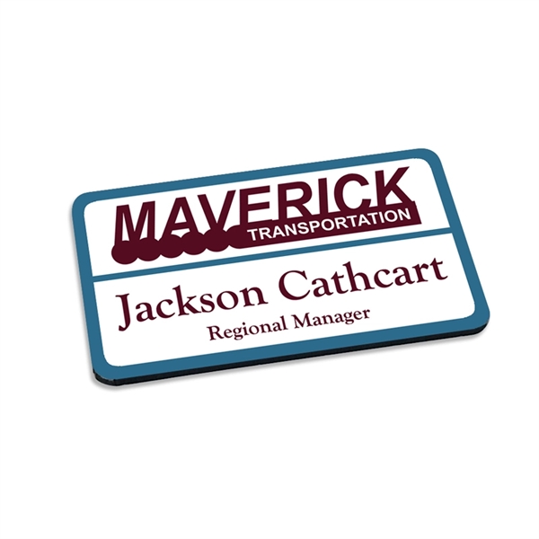 1/8" thick recycled wood name badge with a full color UV... from ASI 72521 Morris Magnets
