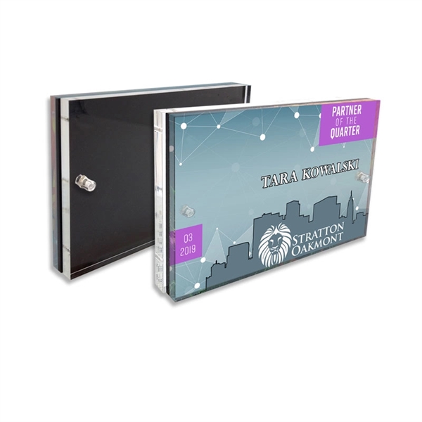 3/4" thick acrylic desk plaque picture frames.... from ASI 72521 Morris Magnets / Laser Cuts