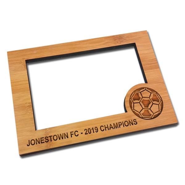 Bamboo wood frame with 25 mil magnet backing and laser etching.... from ASI 72521 Morris Magnets