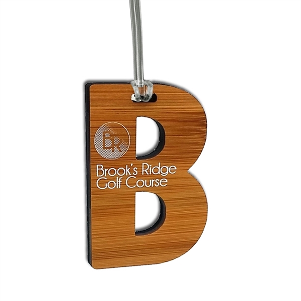 Custom shaped bamboo bag tag that measures 5/16" thick.... from ASI 72521 Morris Magnets / Laser Cuts