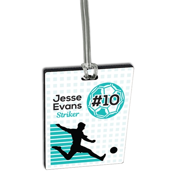 Customizable recycled wood luggage bag tags using full color ultra vivid... from ASI 72521 Morris Magnets / Laser Cuts