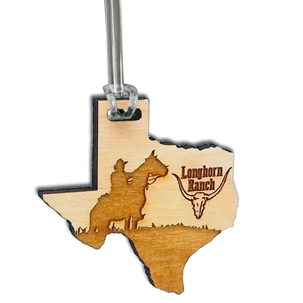 Laser etched graphic on a 1/4" birch bag tag.... from ASI 72521 Morris Magnets