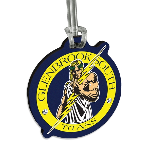 Customizable recycled wood luggage bag tags using full color ultra vivid... from ASI 72521 Morris Magnets / Laser Cuts