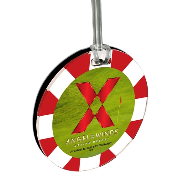 Acrylic luggage bag tags with a full color graphic under its... from ASI 72521 Morris Magnets / Laser Cuts