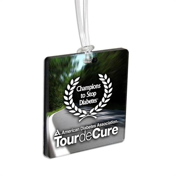 Acrylic luggage bag tags with a full color graphic under its... from ASI 72521 Morris Magnets / Laser Cuts