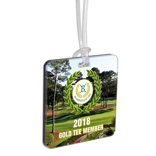 Acrylic luggage bag tags with a full color graphic under its... from ASI 72521 Morris Magnets / Laser Cuts