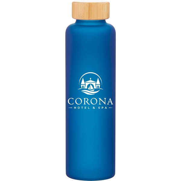 18 oz single wall borosilicate glass bottle with threaded bamboo lid,... from ASI 51197 ETS Express, LLC