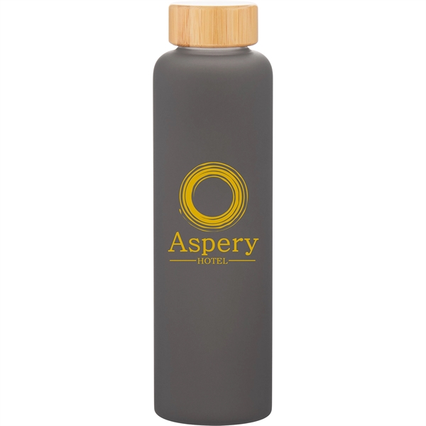 18 oz single wall borosilicate glass bottle with threaded bamboo lid,... from ASI 51197 ETS Express, LLC