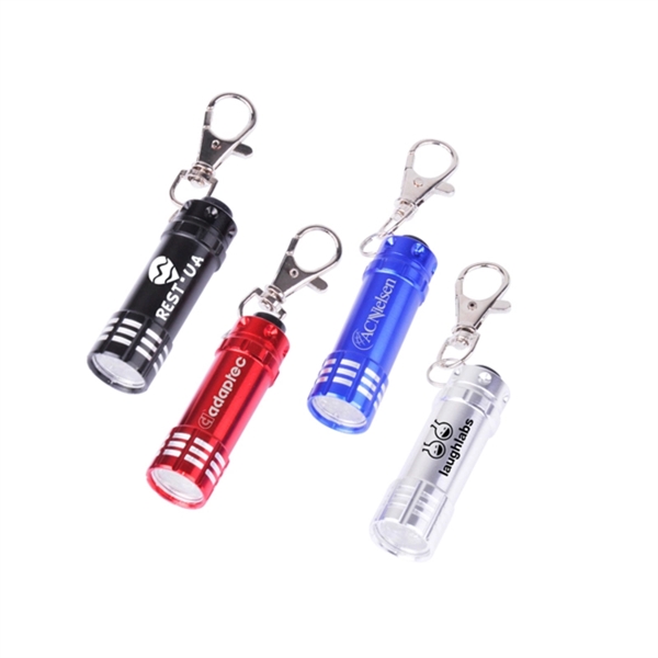 2.13" x 0.63" three-bulb aluminum miniature LED flashlight with key clip... from ASI 37218 Athena Promo (tm)