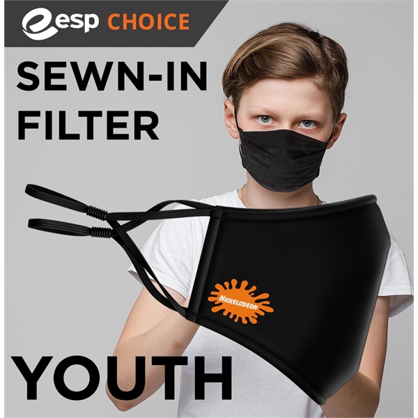 Youth sized 3-ply face mask with sewn-in non-woven polypropylene layer, adjustable... from ASI 30250 AZX Sport USA