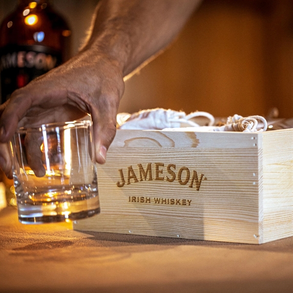 Wooden giftbox with two 8 oz. whiskey glasses and two sets... from ASI 88060 Snugz/USA Inc / SnugZ USA®