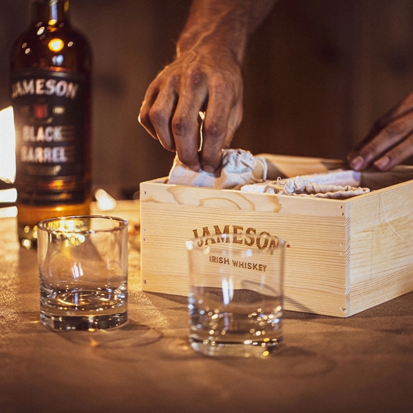 Wooden giftbox with two 8 oz. whiskey glasses and two sets... from ASI 88060 Snugz/USA Inc / SnugZ USA®