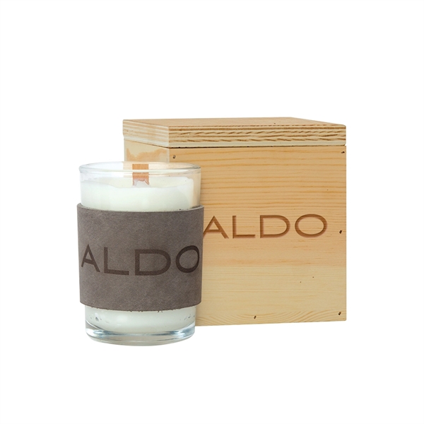 Wooden giftbox packed with 8 oz. candle with a wood wick... from ASI 88060 Snugz/USA Inc / SnugZ USA®