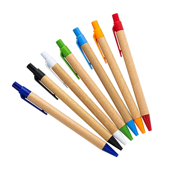 5.39" x 0.35" paper and plastic plunger-action ballpoint pen with colored... from ASI 37218 Athena Promo (tm)