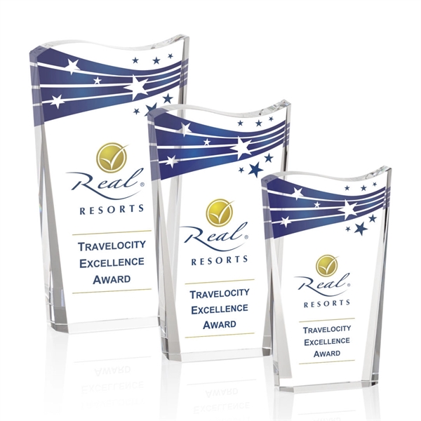 Freestanding optical crystal award with deep beveled sides and a contoured... from ASI 84592 St Regis Group / St Regis