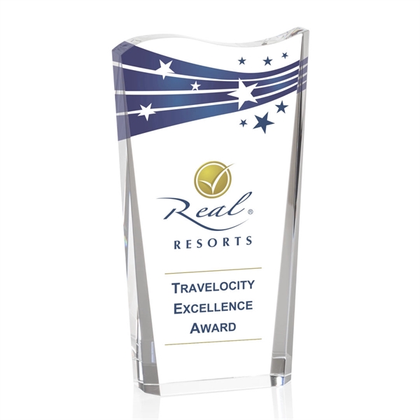 Freestanding optical crystal award with deep beveled sides and a contoured... from ASI 84592 St Regis Group / St Regis