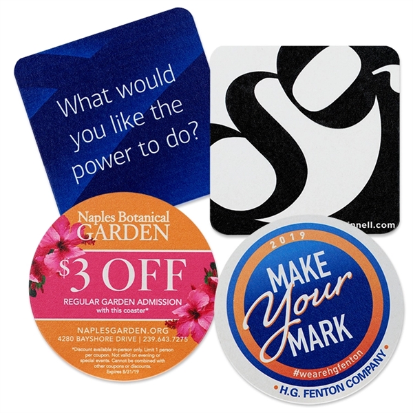 White 40 pt. (1.0 millimeters) pulp board coaster, 4"... from ASI 31490 Admatch Corporation / Admatch-Regal