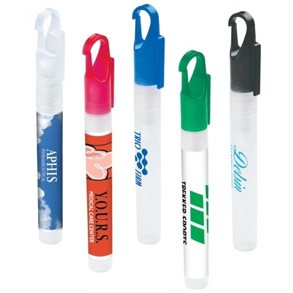 5.30" x 0.53" plastic pen-style .34 ounce hand sanitizer spray applicator... from ASI 37218 Athena Promo (tm)