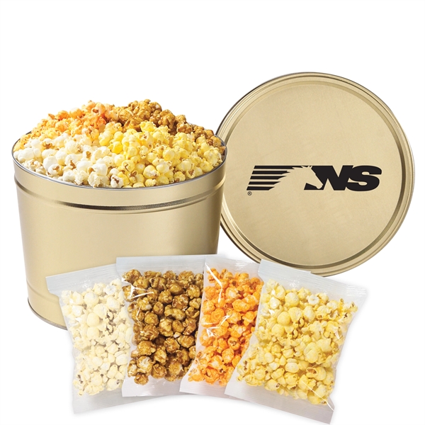 Two gallon, 4-way divided tin containing butter, cheddar cheese, white cheddar... from ASI 71685 Midnite Snax®