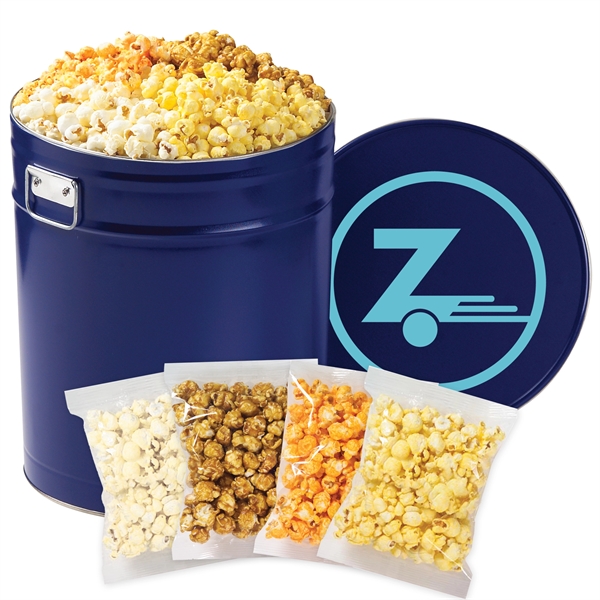6.5 gallon, 4-way divided tin filled with classic butter, cheddar cheese,... from ASI 71685 Midnite Snax®