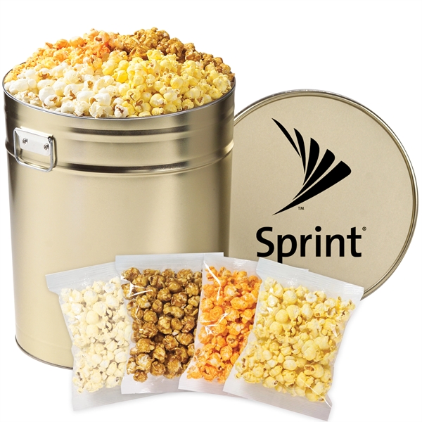 6.5 gallon, 4-way divided tin filled with classic butter, cheddar cheese,... from ASI 71685 Midnite Snax®