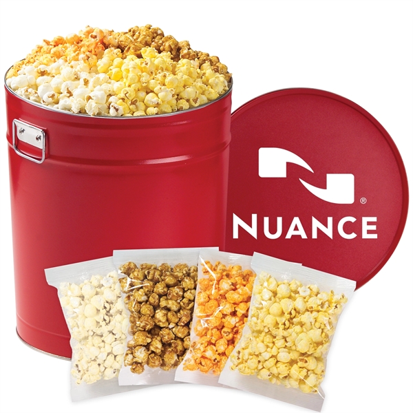 6.5 gallon, 4-way divided tin filled with classic butter, cheddar cheese,... from ASI 71685 Midnite Snax®