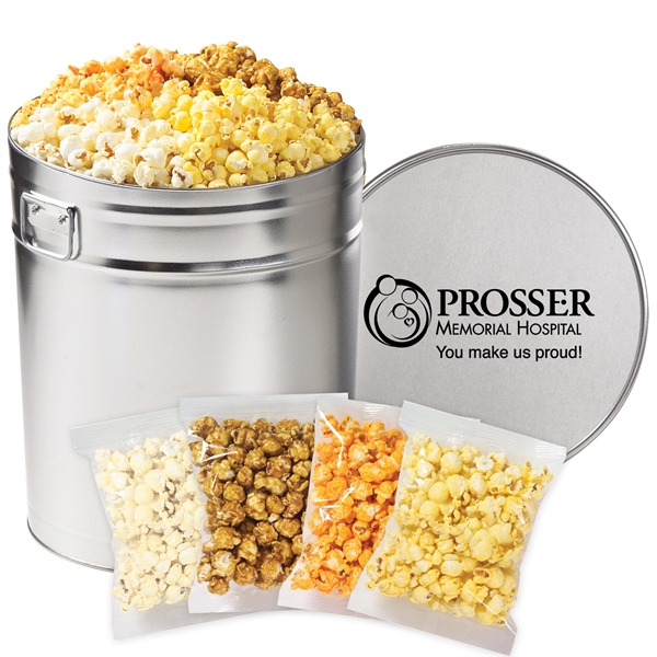 6.5 gallon, 4-way divided tin filled with classic butter, cheddar cheese,... from ASI 71685 Midnite Snax®