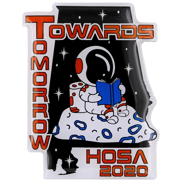 Custom shaped steel pins with full color dome imprint and butterfly... from ASI 52263 EMT / EMT