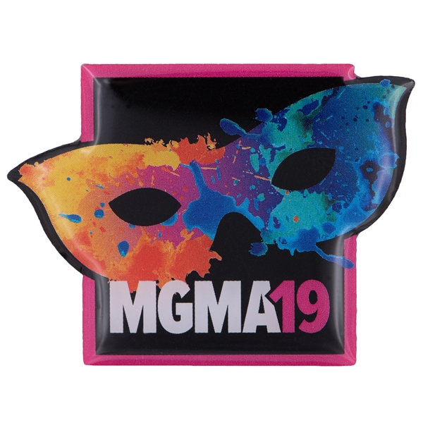 Custom shaped steel pins with full color dome imprint and butterfly... from ASI 52263 EMT / EMT