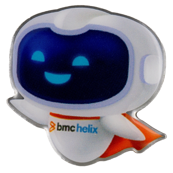 Custom shaped steel pins with full color dome imprint and butterfly... from ASI 52263 EMT / EMT