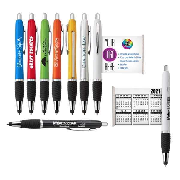 The iWriterA® Banner Stylus Pen with Double Sided Retractable Message Banner... from ASI 67675 Liqui-Mark Corp
