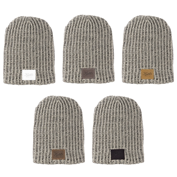 100% cotton knit beanie with a leather patch.... from ASI 88060 Snugz/USA Inc / SnugZ USA®