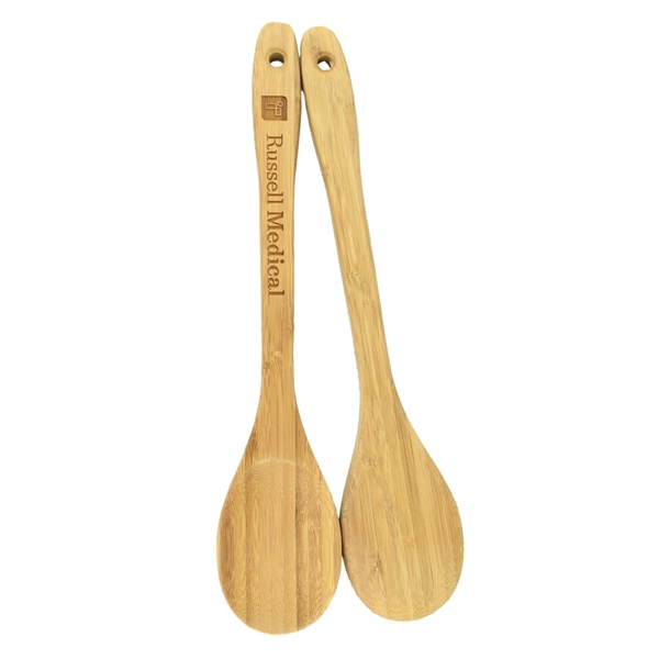 12" bamboo salad spoon with lacquered finish and hole for easy... from ASI 72657 Active Life Promo / Apres Ski Ingrain Promo