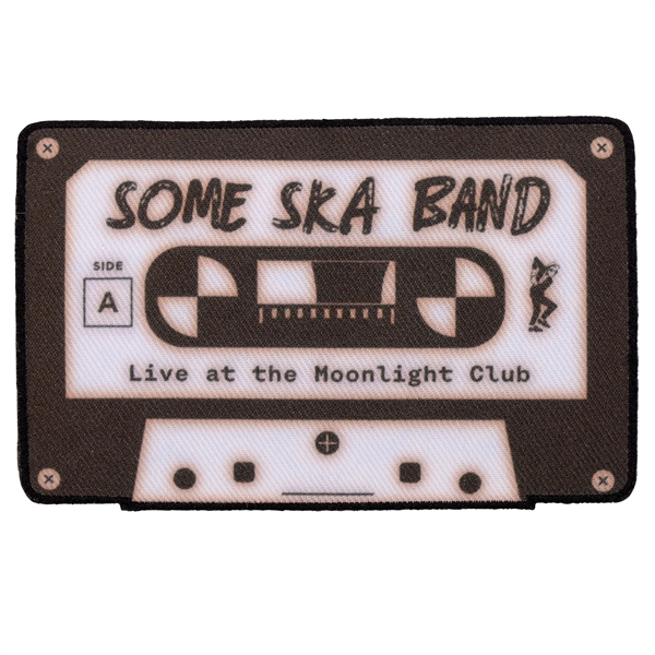 Satin polyester custom patches in assorted shapes and sizes with merrowed... from ASI 52263 EMT / EMT