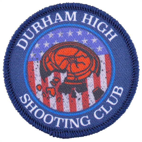 Satin polyester custom patches in assorted shapes and sizes with merrowed... from ASI 52263 EMT / EMT