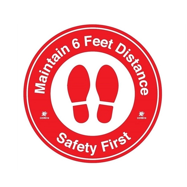 12" round floor decal to control foot traffic and encourage social... from ASI 37218 Athena Promo (tm)