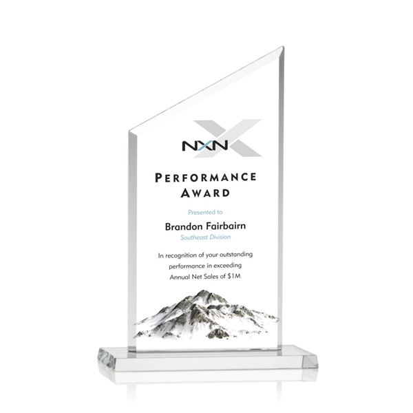 Conacher VividPrint™ Award is a slant-topped 3/8" Starfire Crystal upright with... from ASI 84592 St Regis Group / Prestige Glass