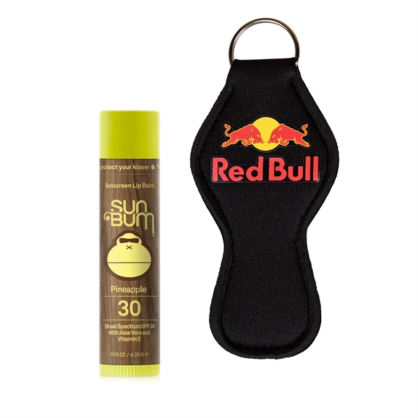 Sun Bum neoprene keychain and holder with 0.15 ounce SPF30 lip... from ASI 61005 Hirsch Gift Inc