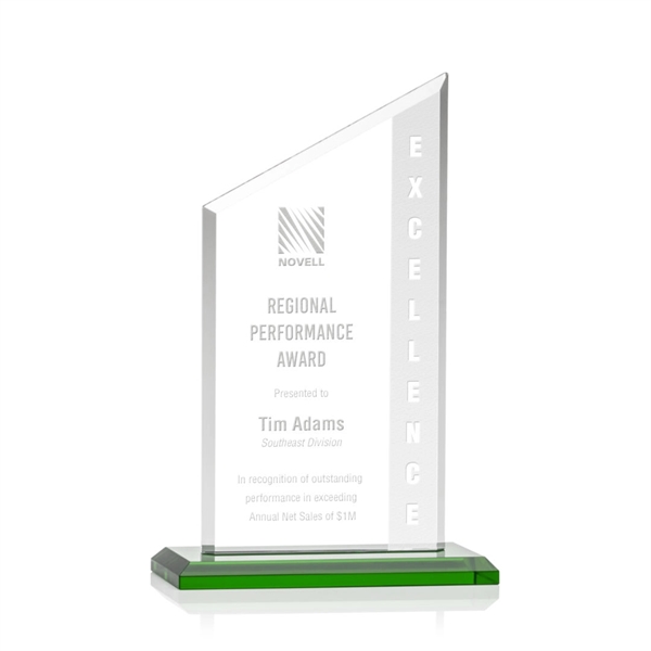 The Conacher is a slant-topped 3/8" Starfire Crystal upright with simple... from ASI 84592 St Regis Group / Prestige Glass