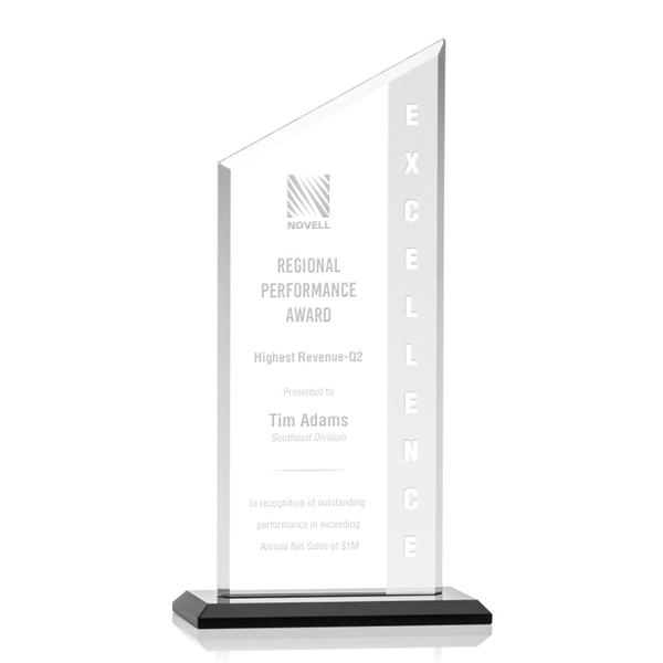 The Conacher is a slant-topped 3/8" Starfire Crystal upright with simple... from ASI 84592 St Regis Group / Prestige Glass