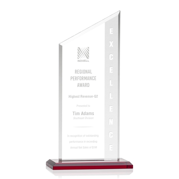 The Conacher is a slant-topped 3/8" Starfire Crystal upright with simple... from ASI 84592 St Regis Group / Prestige Glass