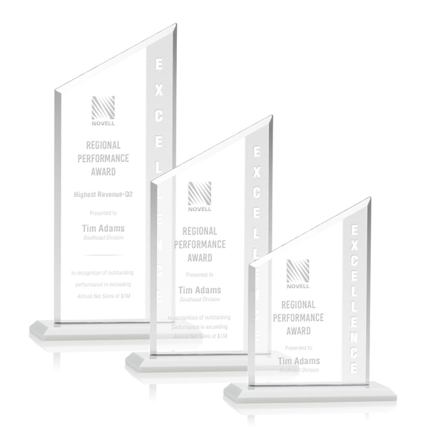 The Conacher is a slant-topped 3/8" Starfire Crystal upright with simple... from ASI 84592 St Regis Group / Prestige Glass