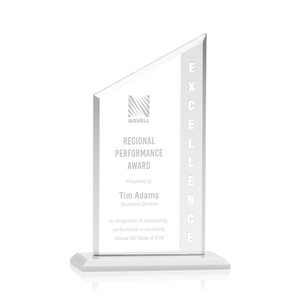 The Conacher is a slant-topped 3/8" Starfire Crystal upright with simple... from ASI 84592 St Regis Group / Prestige Glass