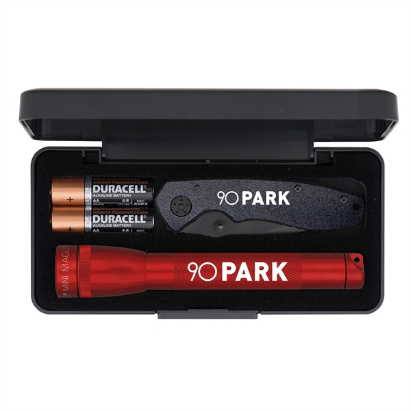 MagLite flashlight, two AA batteries and a knife with 4" handle... from ASI 46170 Compass Industries Inc