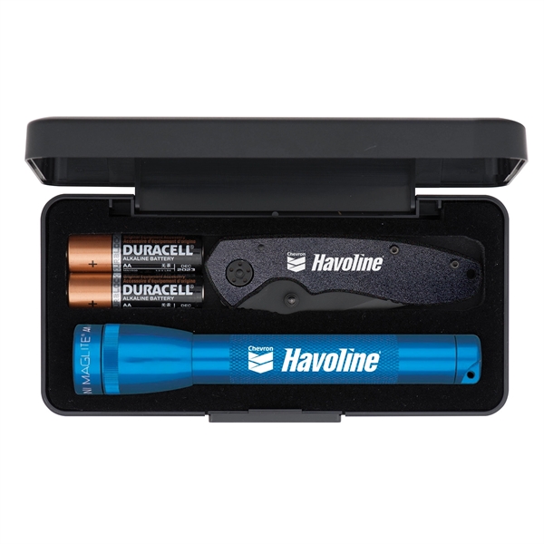 MagLite flashlight, two AA batteries and a knife with 4" handle... from ASI 46170 Compass Industries Inc