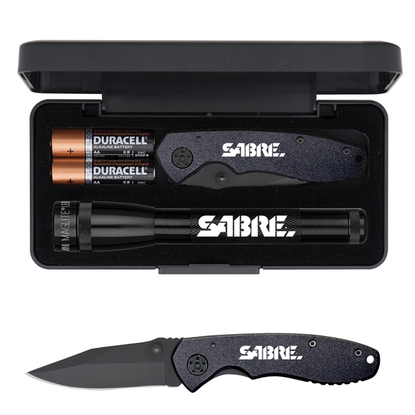 LED mini Mag-Lite with a Warhawk pocket knife.... from ASI 46170 Compass Industries Inc